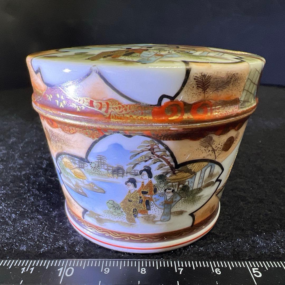 明治期　九谷焼　加賀井上製　金沢九谷　最高峰　人物画蓋物　東Y8-0403☆2F