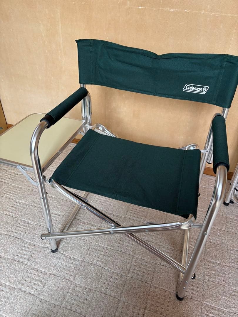 Colemanコールマン サイドテーブル付 チェア 緑 2個セット キャンプ