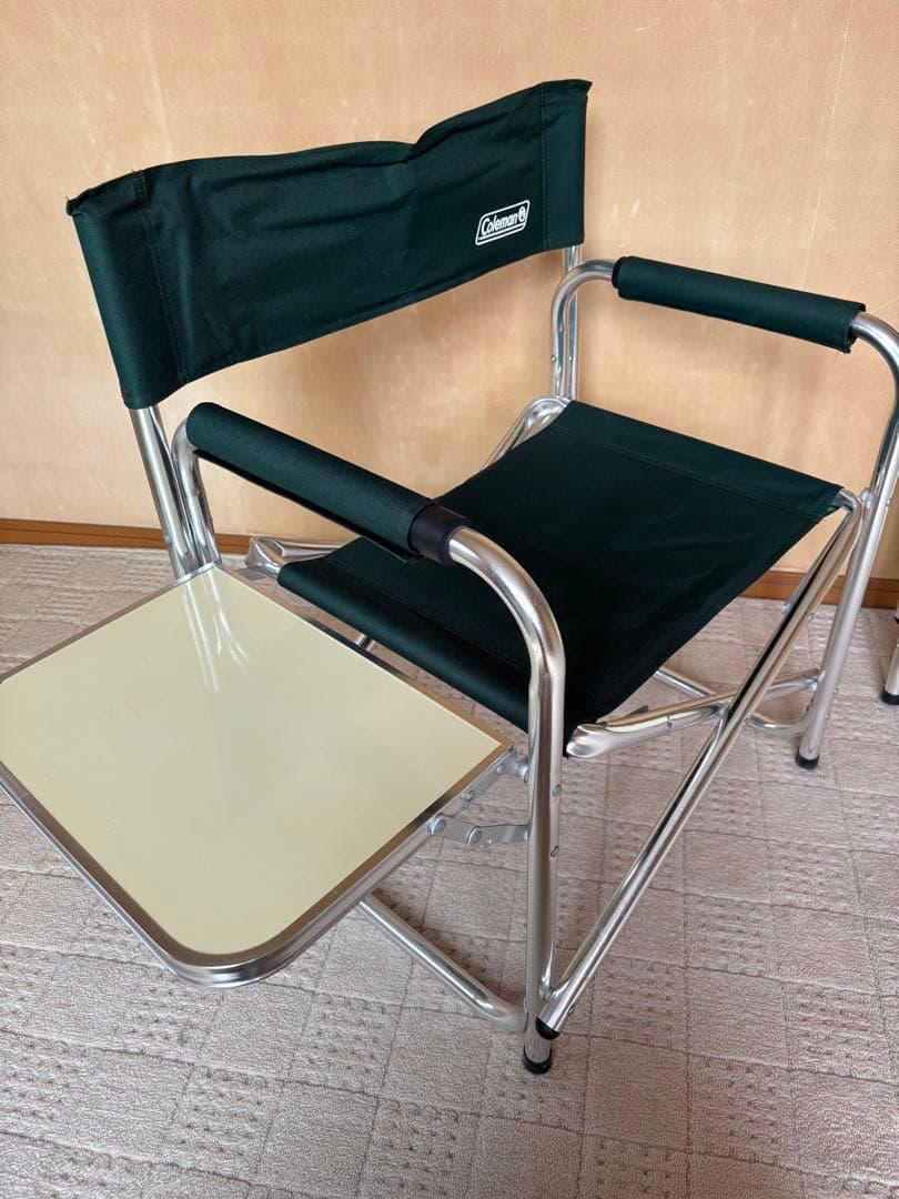 Colemanコールマン サイドテーブル付 チェア 緑 2個セット キャンプ