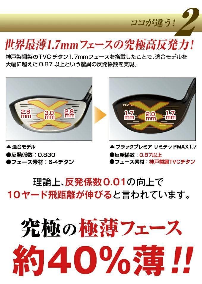 左用【新品】超高反発マキシマックスブラックプレミアMAX1.7　三菱シャフト