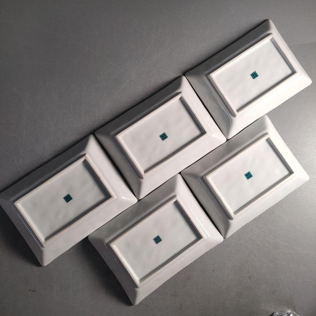 A1296-5/九谷焼/陶全 造/色絵花草文絵替皿揃5客/共箱/角皿/懐石道具/