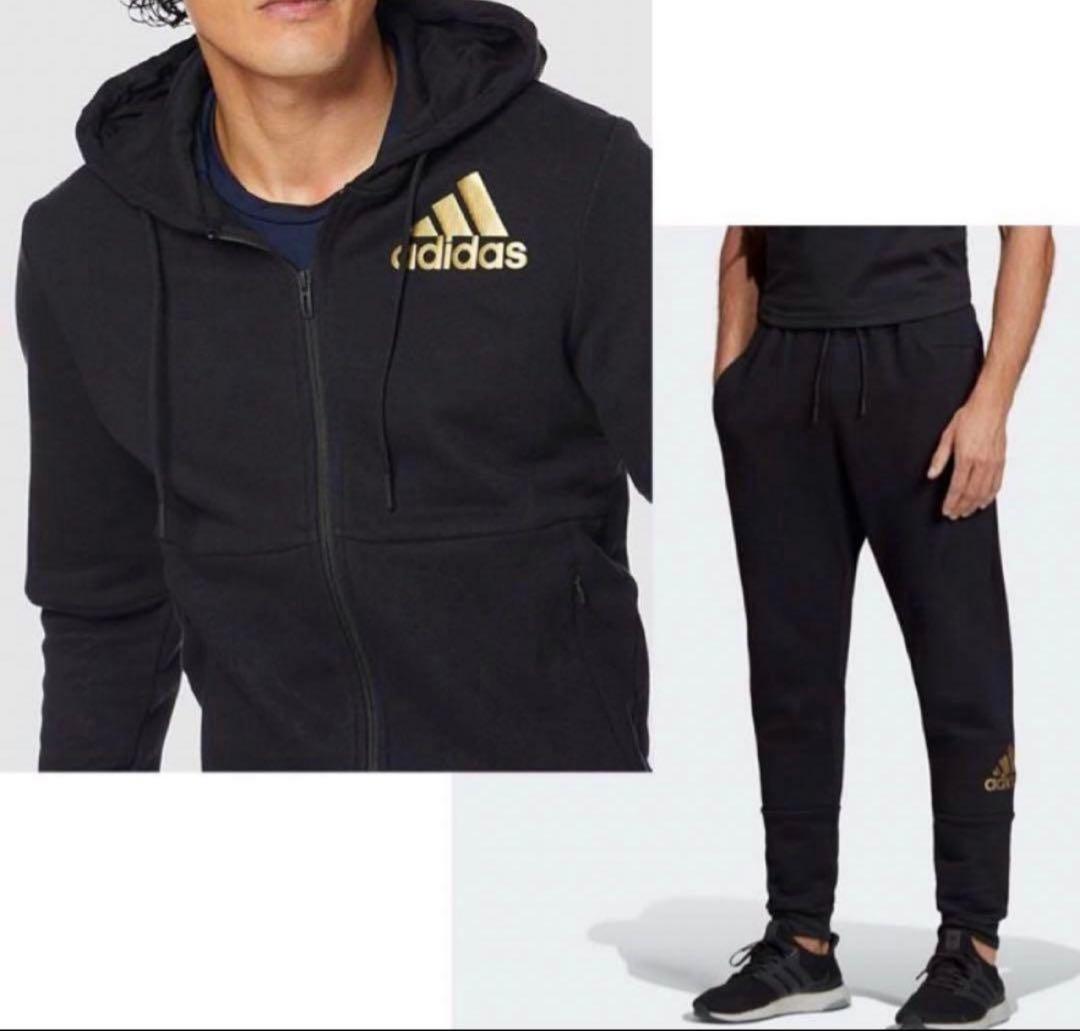 adidas アディダス　 メンズ　セットアップ　 フルジップパーカー　パンツ黒