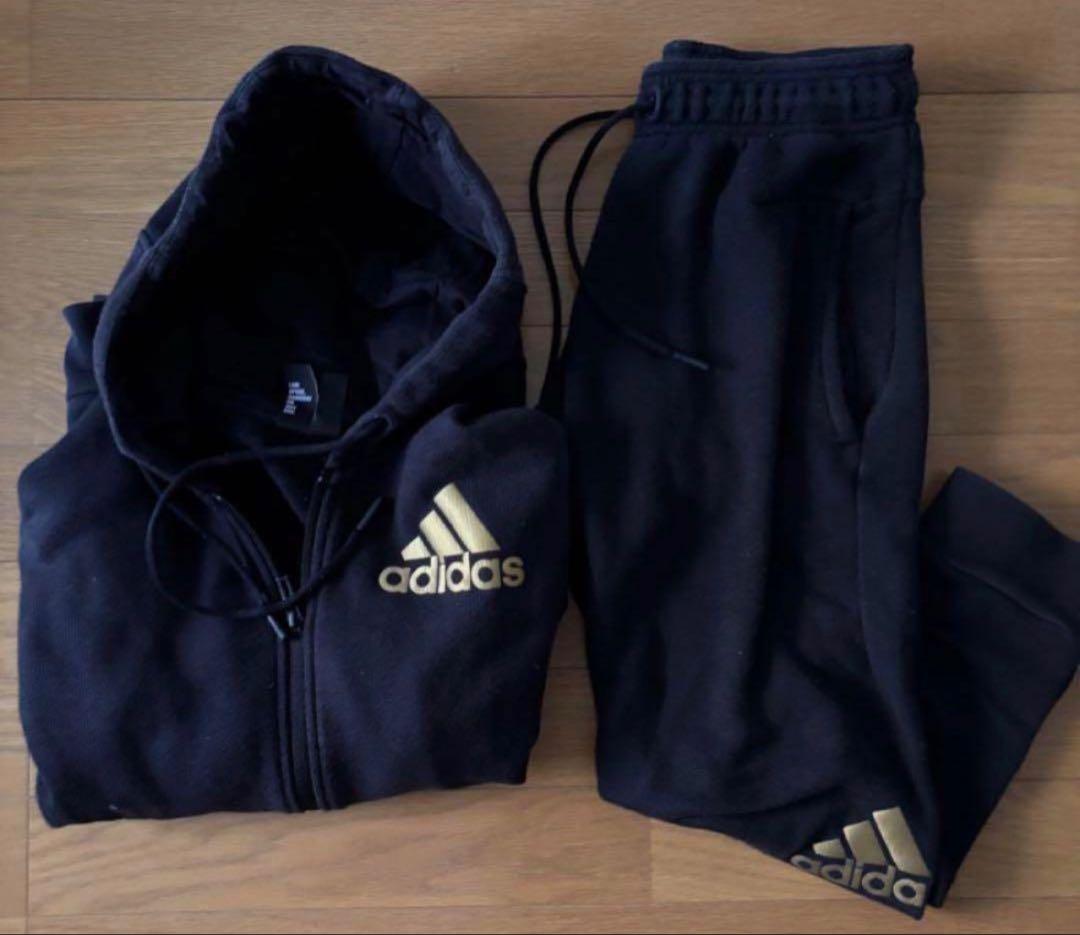 adidas アディダス　 メンズ　セットアップ　 フルジップパーカー　パンツ黒