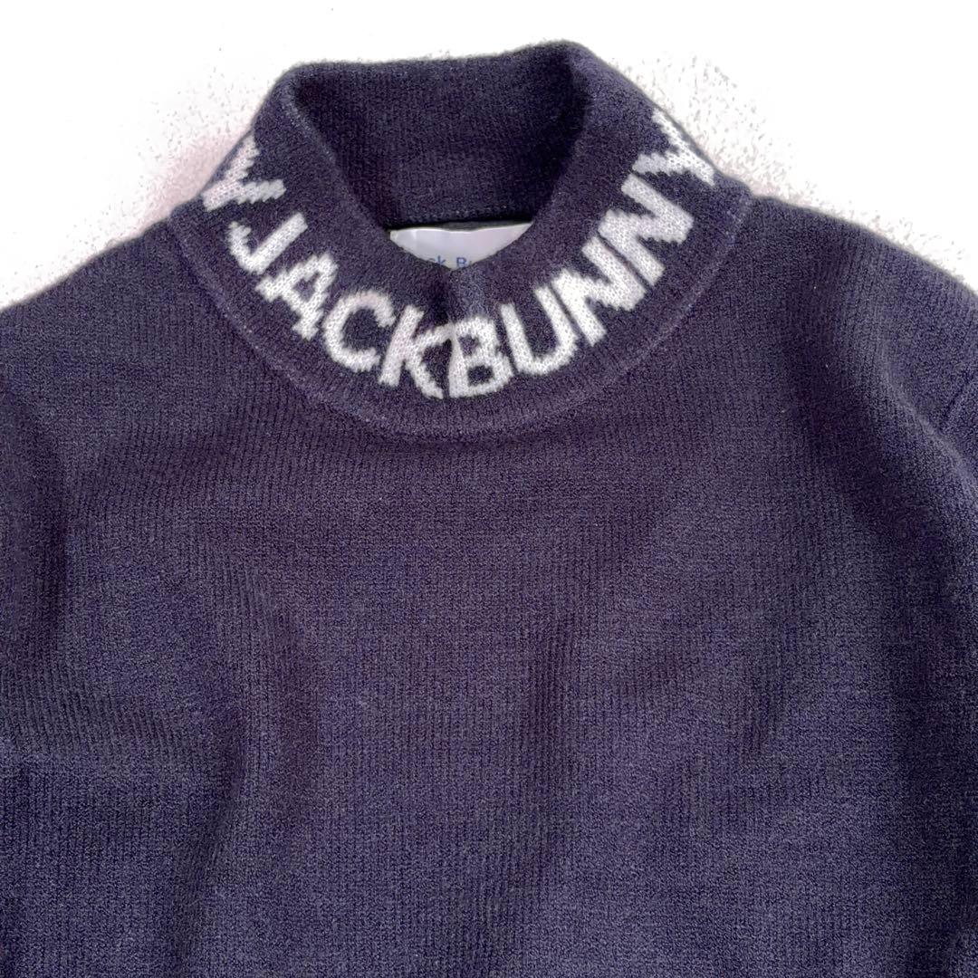タグ付美品【Jack Bunny!!】ゴルフ ニットワンピース ロゴ 裏地付 紺