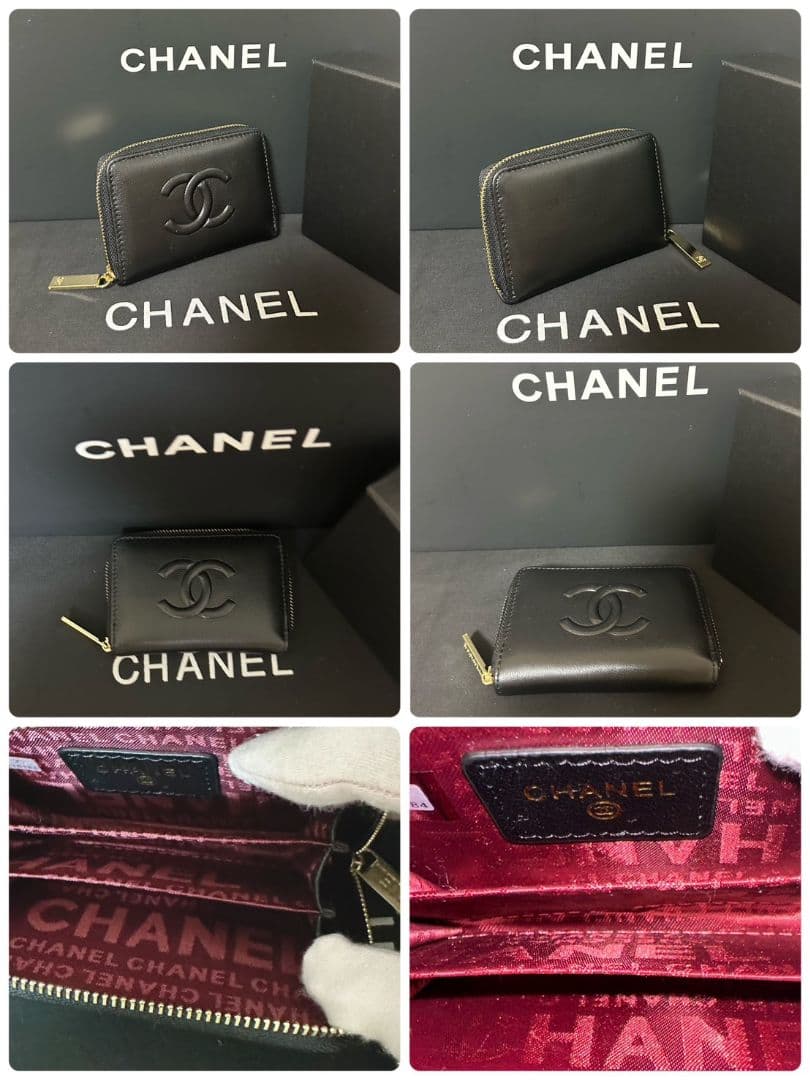 CHANEL ノベルティラムスキンレザー ケース小銭入れブラック