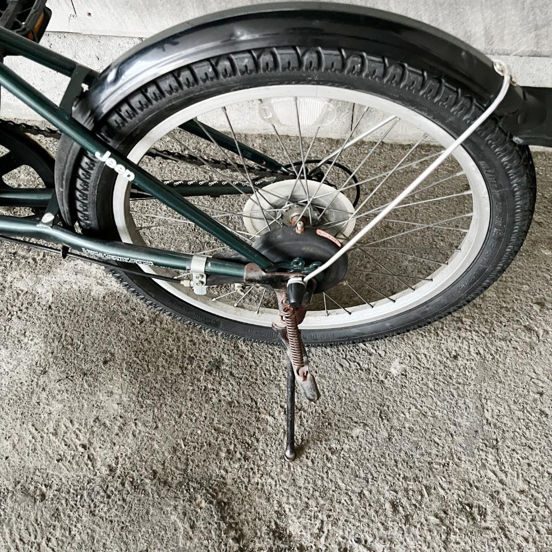 Jeep 折りたたみ自転車 ミニベロ グリーン 前バスケット付き