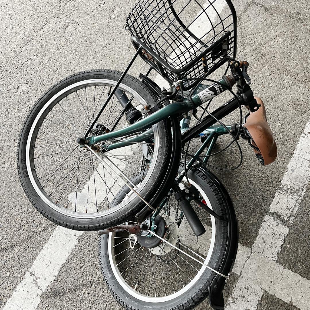 Jeep 折りたたみ自転車 ミニベロ グリーン 前バスケット付き