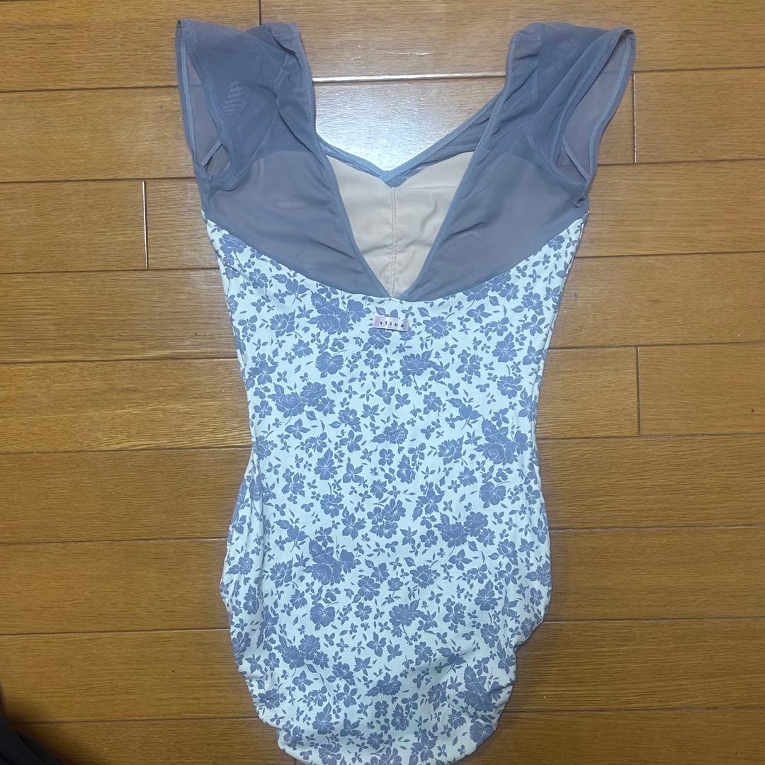 スティナ　stina バレエ　レオタード　半袖　M ブルー　グレー