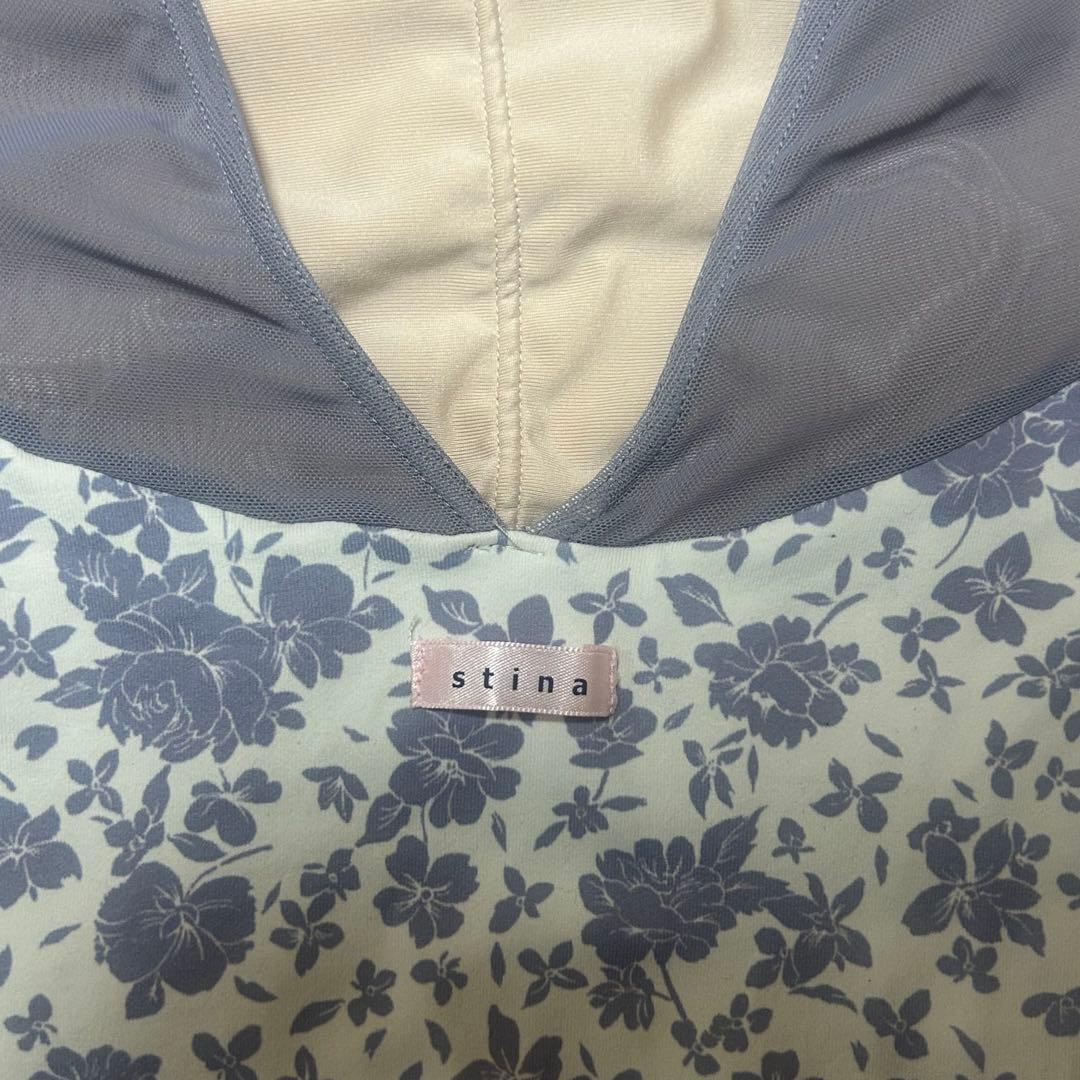 スティナ　stina バレエ　レオタード　半袖　M ブルー　グレー