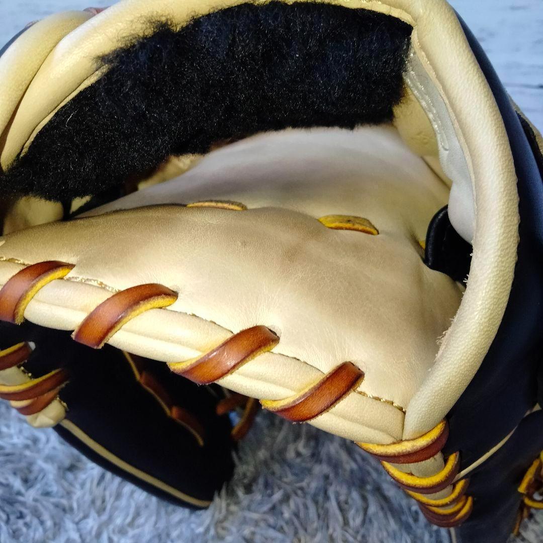 【美品】ミズノ プロセレクト一般硬式 内野手グローブ 右投げ ブラック 保存袋