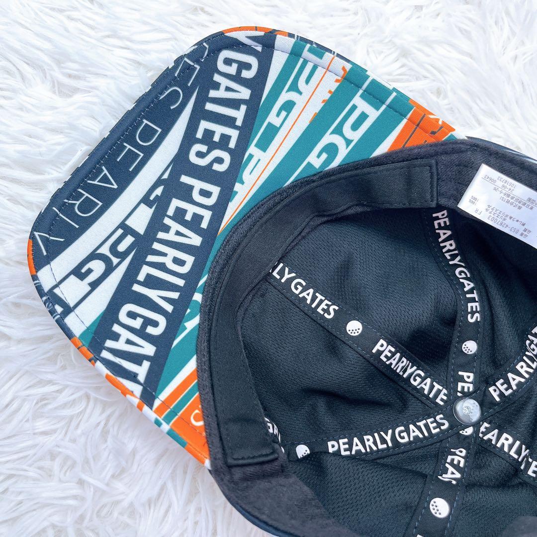 極美品✨PEARLY GATES ロゴリボン柄キャップ ユニセックス 帽子