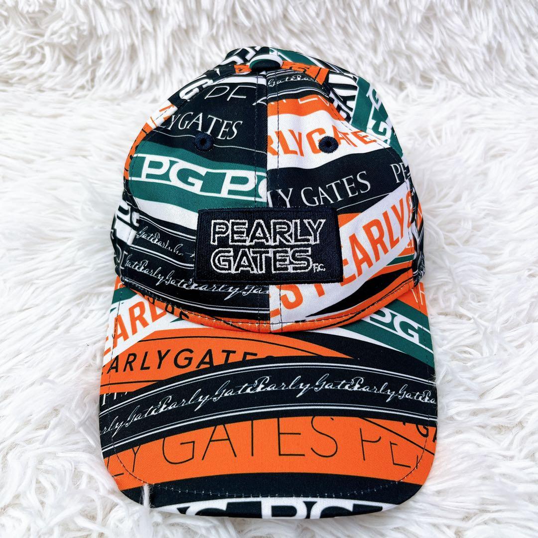 極美品✨PEARLY GATES ロゴリボン柄キャップ ユニセックス 帽子