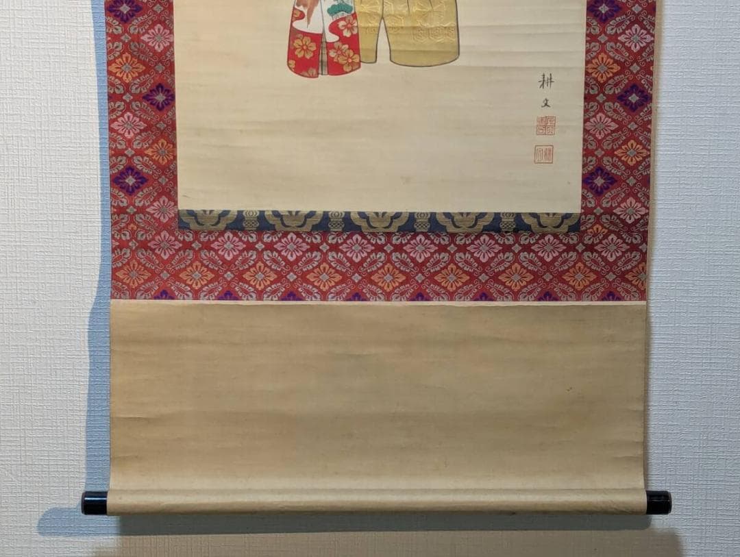 【真作】掛軸　上田耕文　立雛図　雅趣あふれる節句画　合箱入　V22