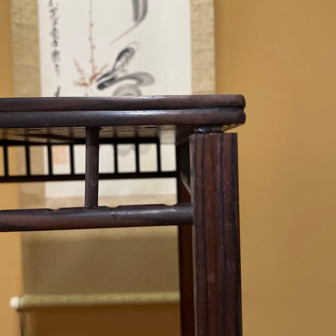 【唐木】懸崖1.1尺 盆栽台 黒檀 ビンテージ品 高卓(こうしょく)【訳あり品】