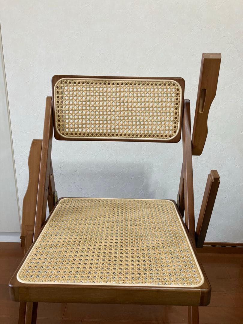 【美品】Rattan Folding Chair ラタン折りたたみチェア