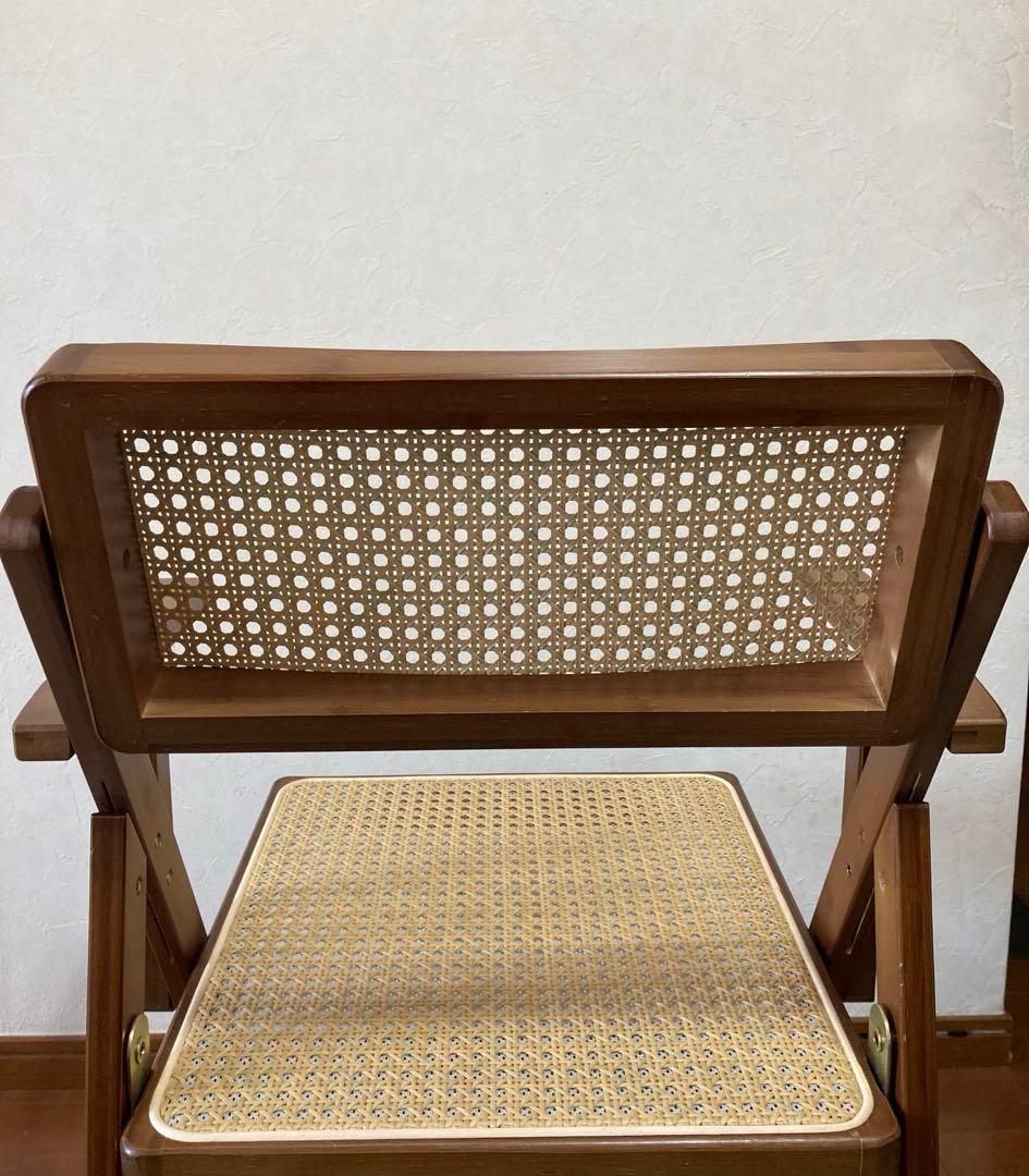 【美品】Rattan Folding Chair ラタン折りたたみチェア