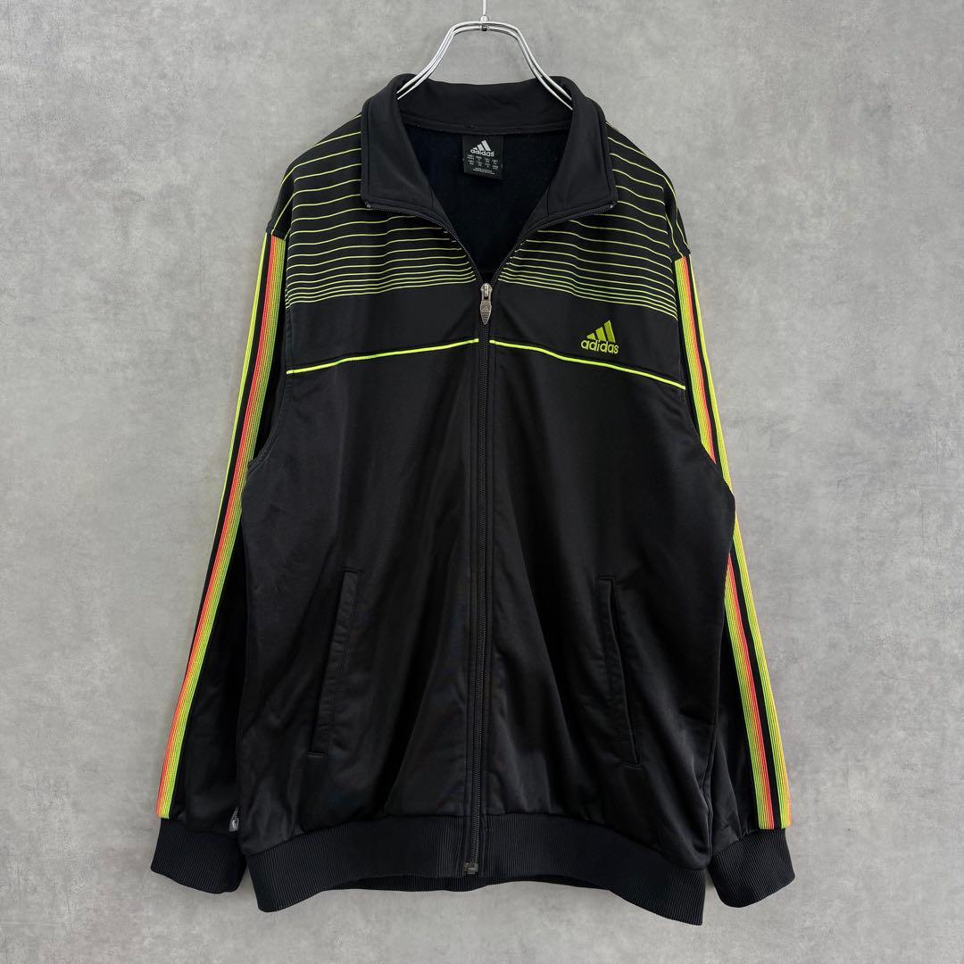 00s old adidas アディダス トラックジャケット ブラック×ネオン