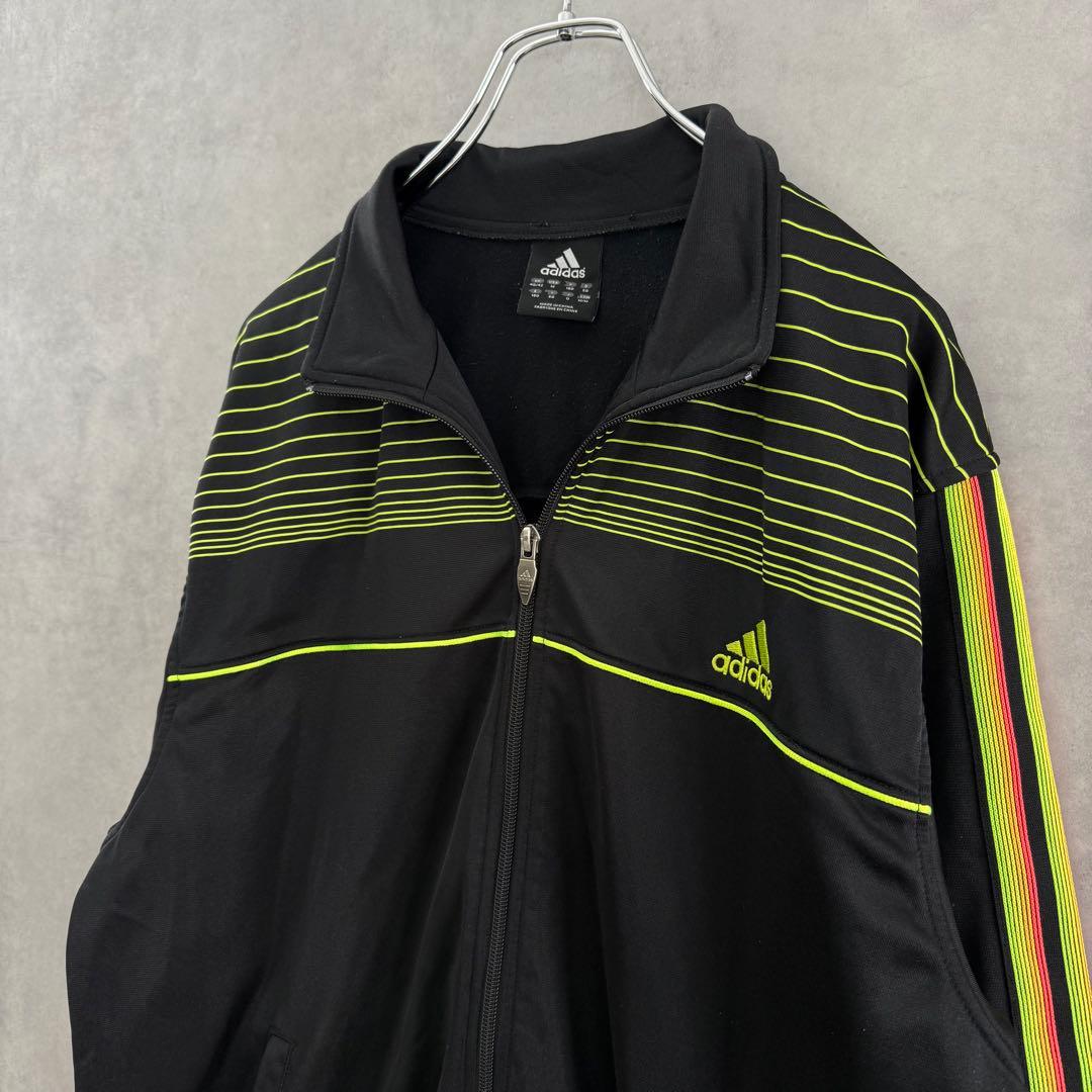 00s old adidas アディダス トラックジャケット ブラック×ネオン