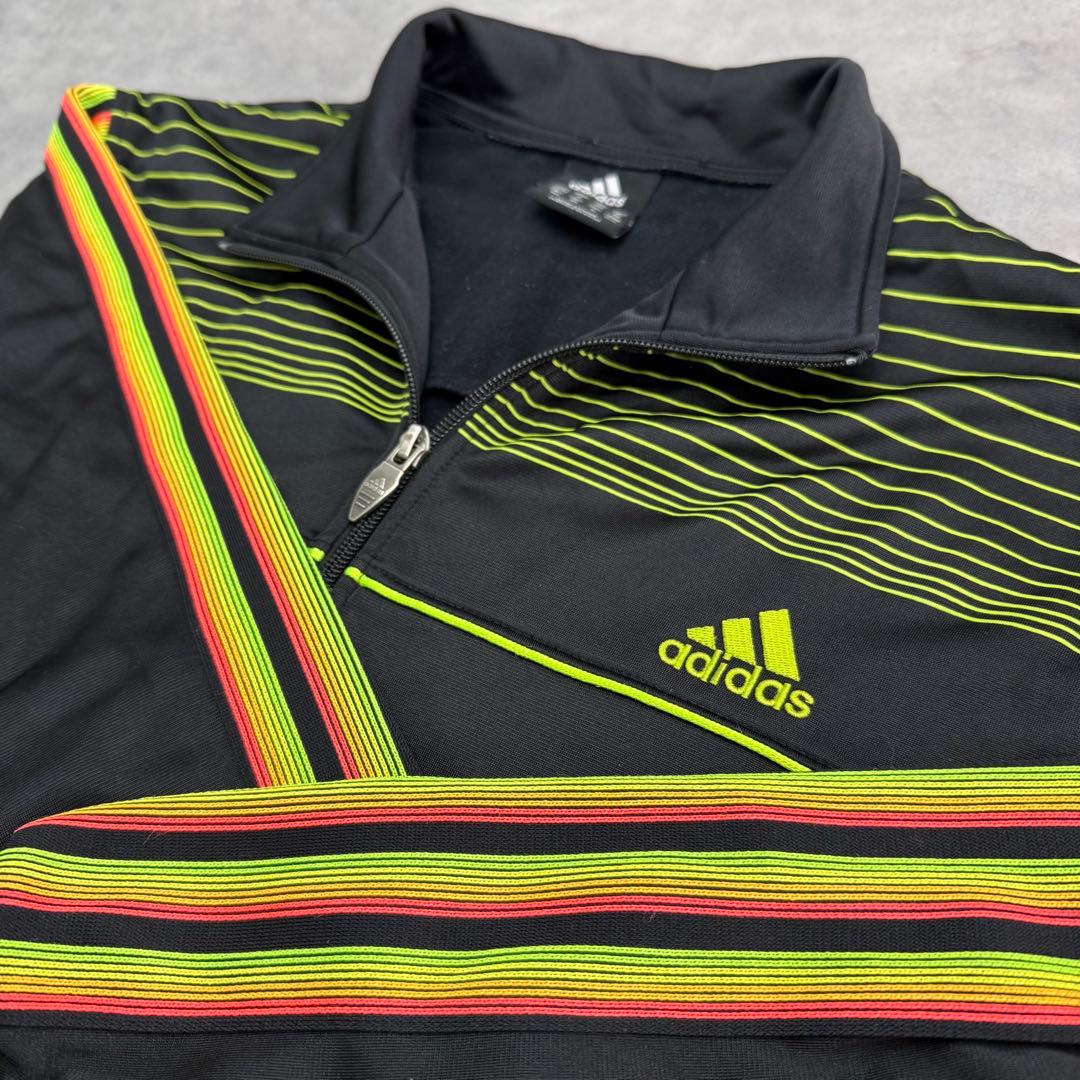 00s old adidas アディダス トラックジャケット ブラック×ネオン