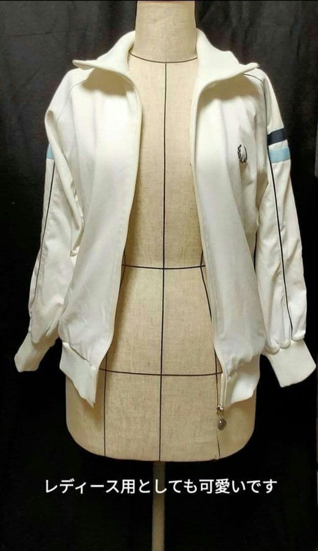 フレッドペリー　ビンテージ　80s レア　トラックジャケット男女兼用白x水色x青