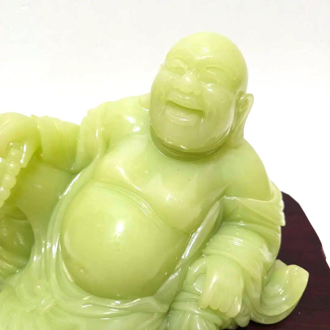 布袋尊像　布袋様　翡翠色　約5kg