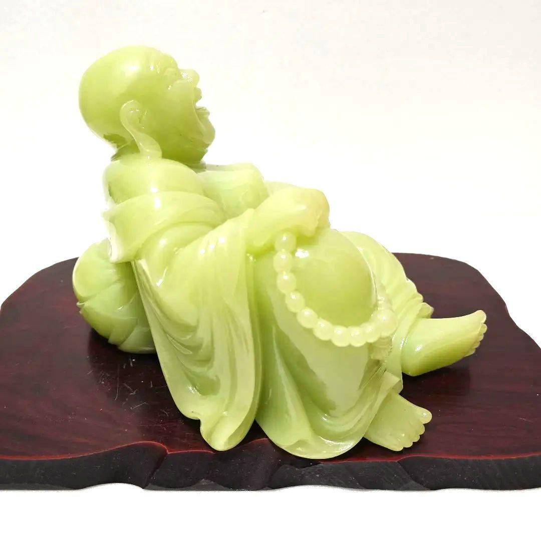 布袋尊像　布袋様　翡翠色　約5kg