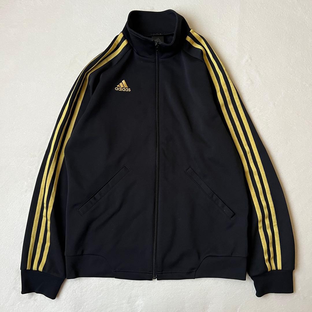 adidas アディダス L ジャージ上下 セットアップ 黒ブラック 金ゴールド