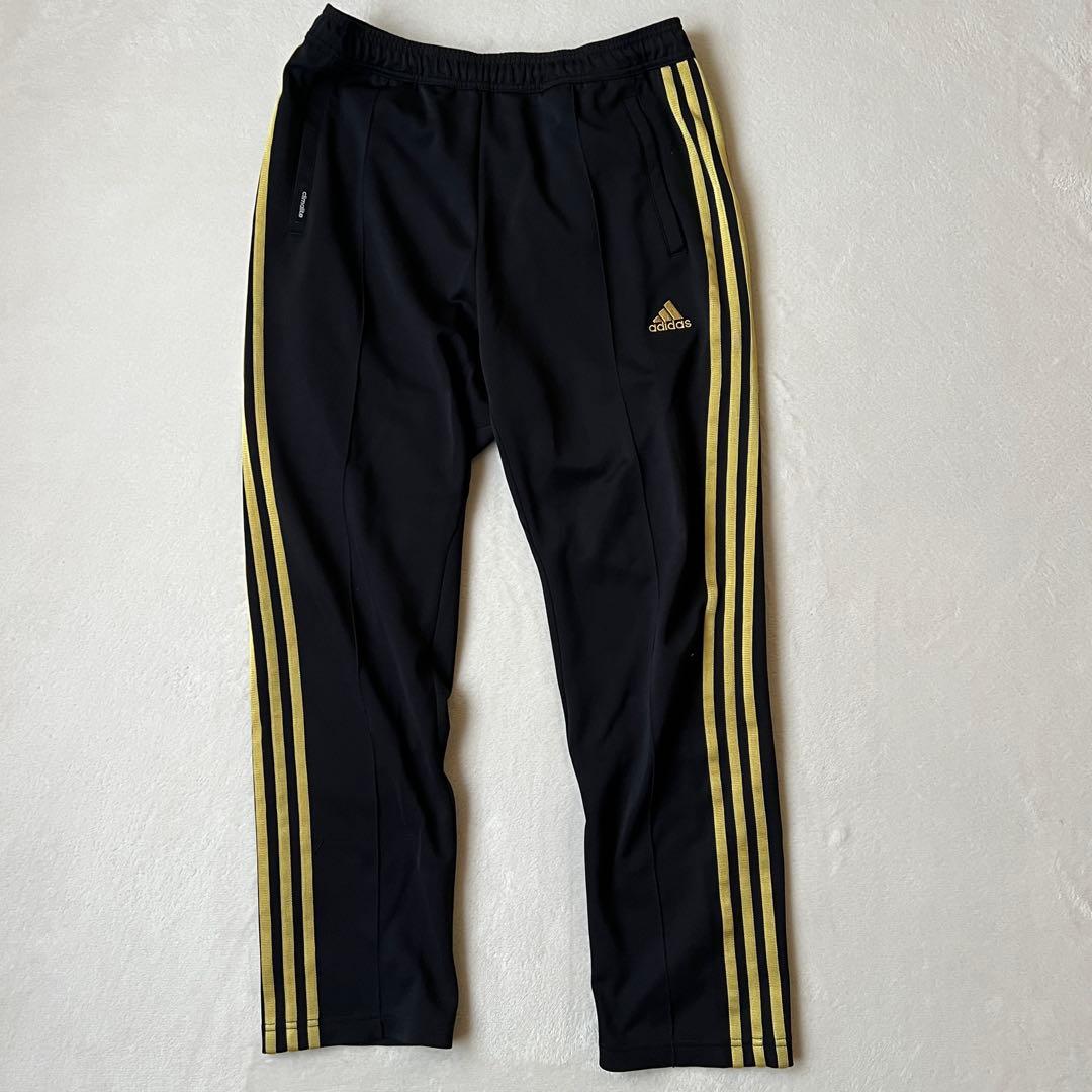 adidas アディダス L ジャージ上下 セットアップ 黒ブラック 金ゴールド