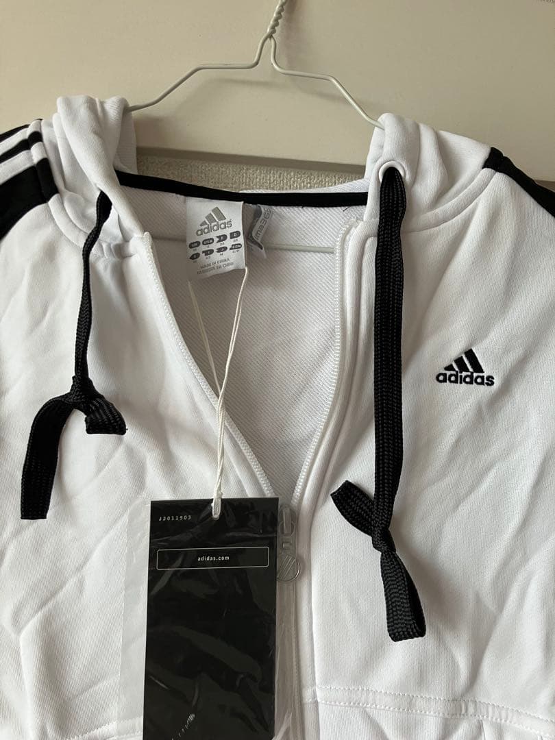adidas ラインジャージジャケット ホワイト/ブラックM新品タグ付き