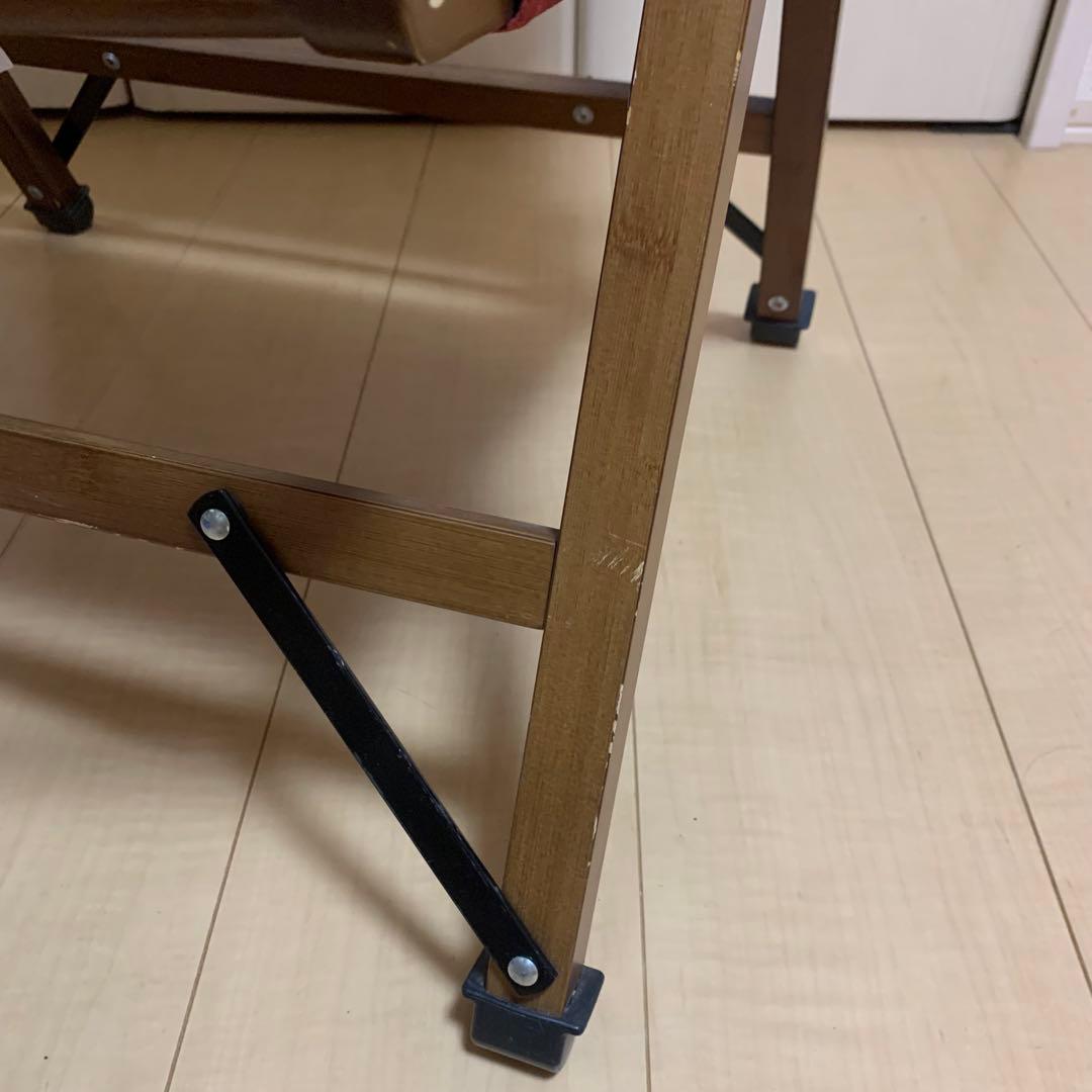 折りたたみ　キャンプチェア ワインレッド 木製フレーム フェイクシープ　ムートン