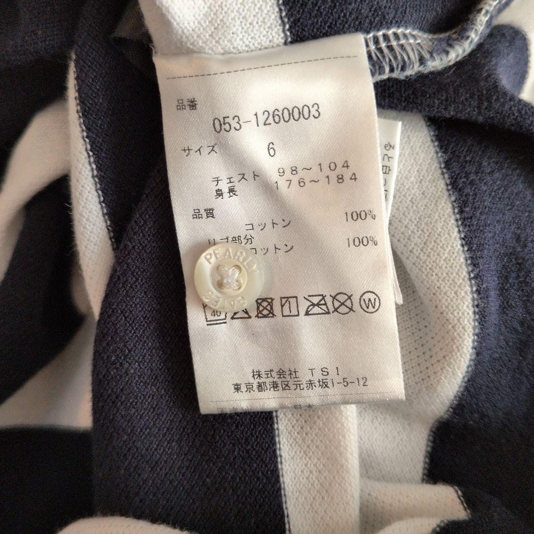 PEARLY GATES ミッキーポロシャツ 紺白ストライプ サイズ6