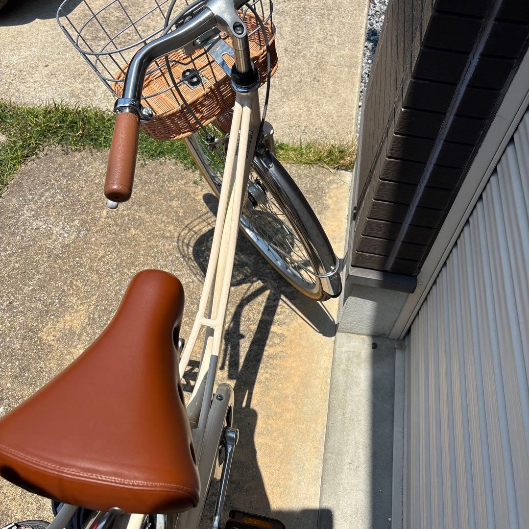 子供用自転車 クリーム色 前カゴ付き 24インチ