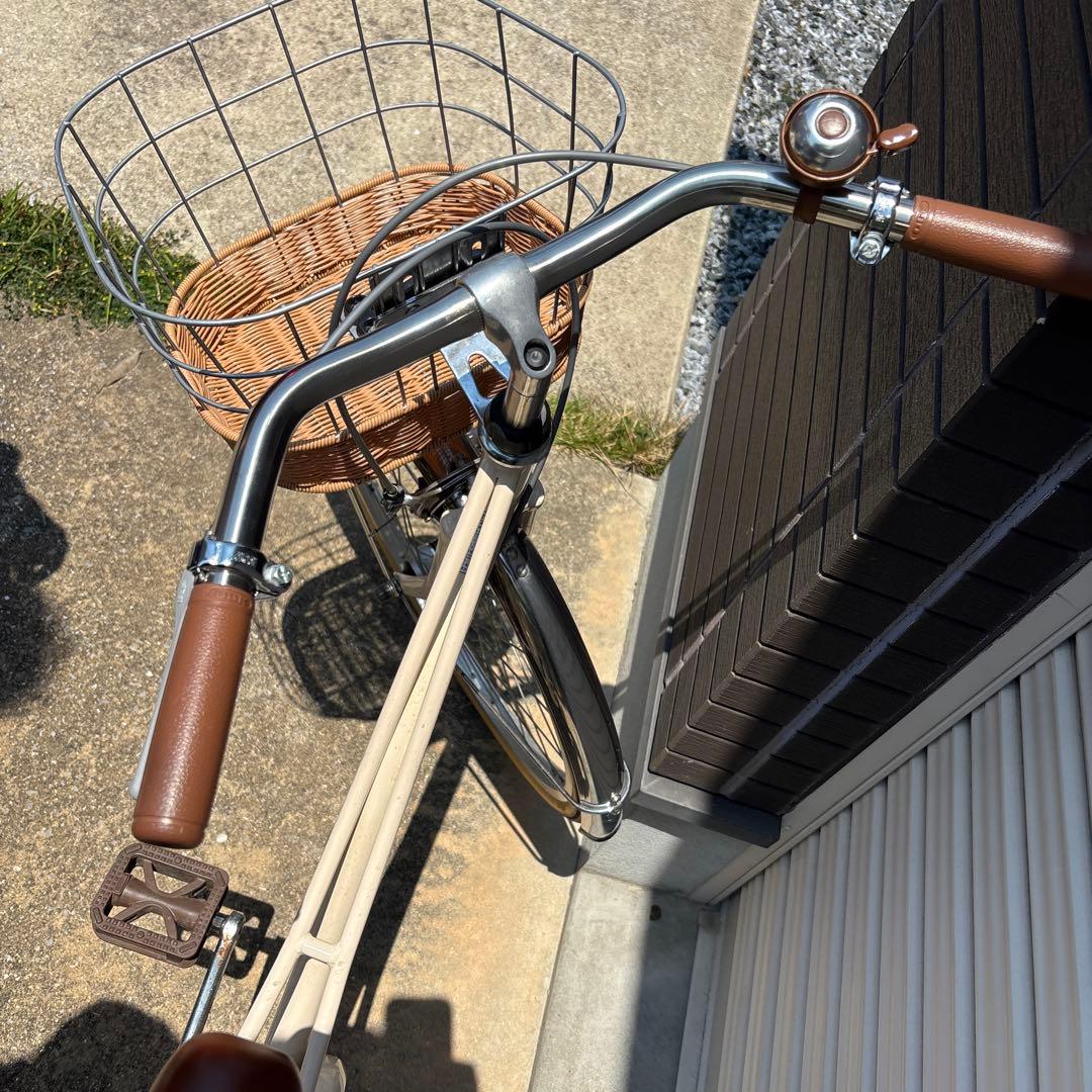 子供用自転車 クリーム色 前カゴ付き 24インチ