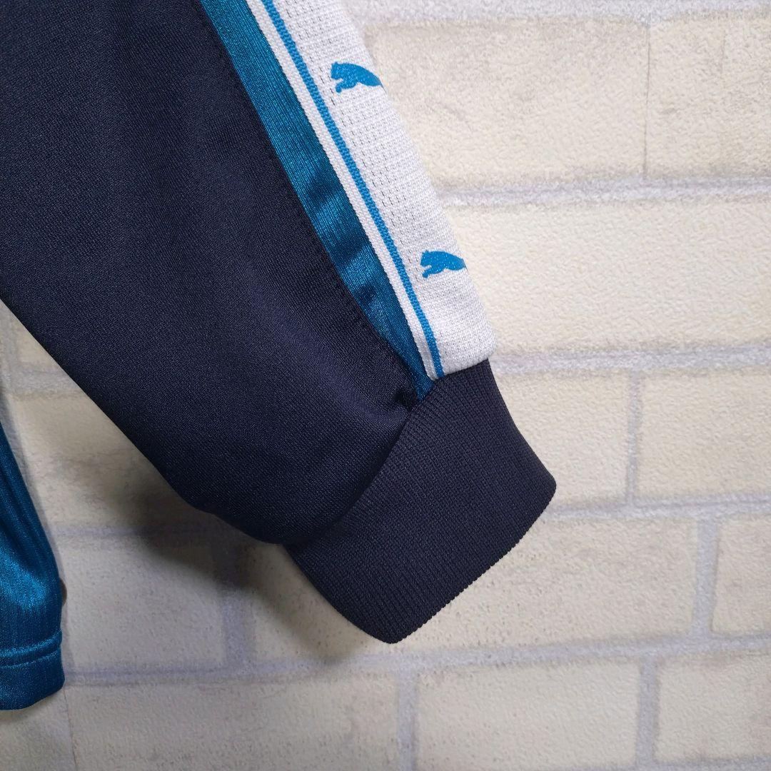 プーマ★PUMA アームロゴ ワンポイント刺繍 セットアップ 上下 青×紺 L