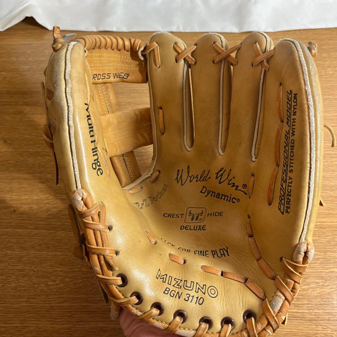 ミズノ ワールドウィン 一般軟式 グローブ グラブ 内野用 青カップ 美品