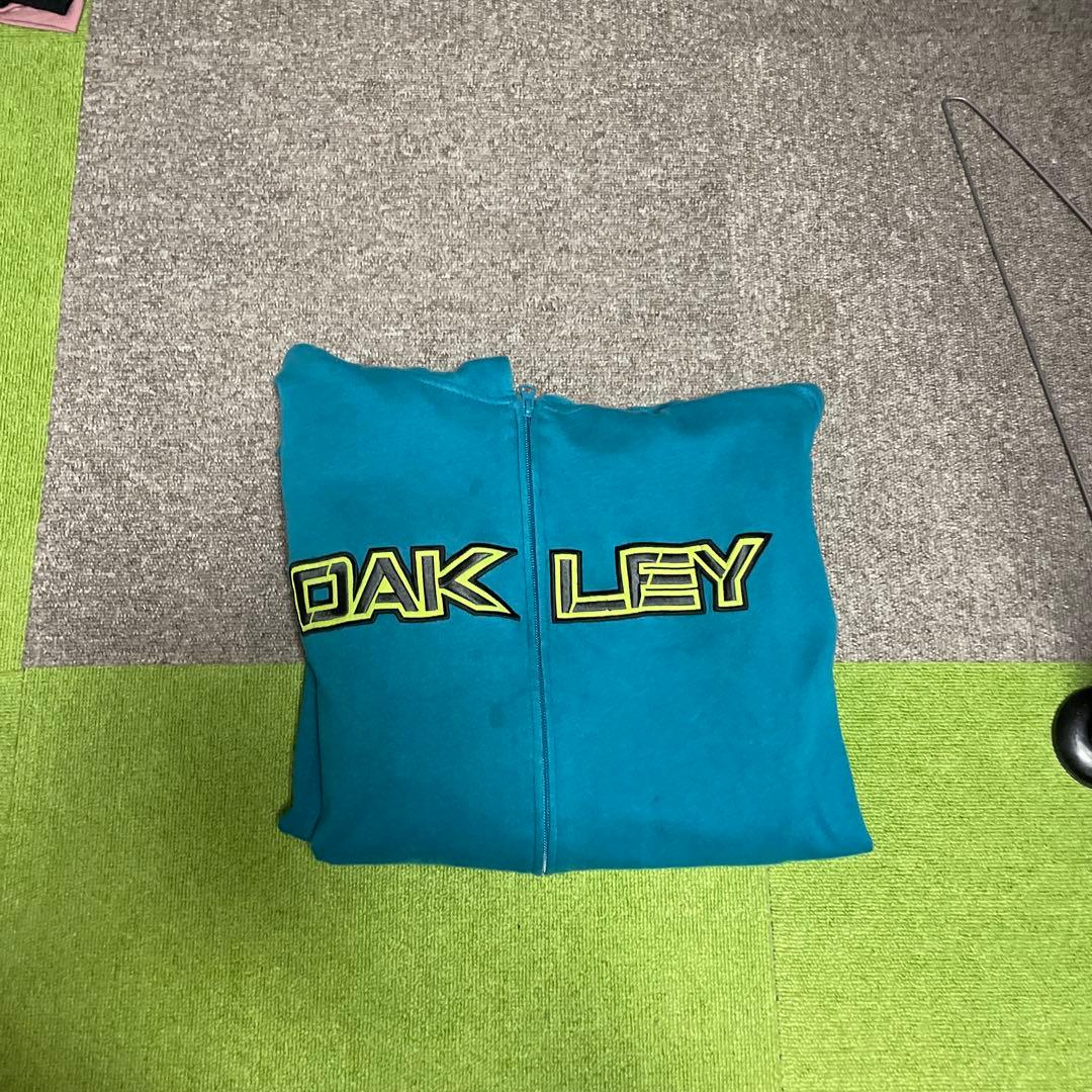 90s OAKLEY フード付きパーカー ターコイズ