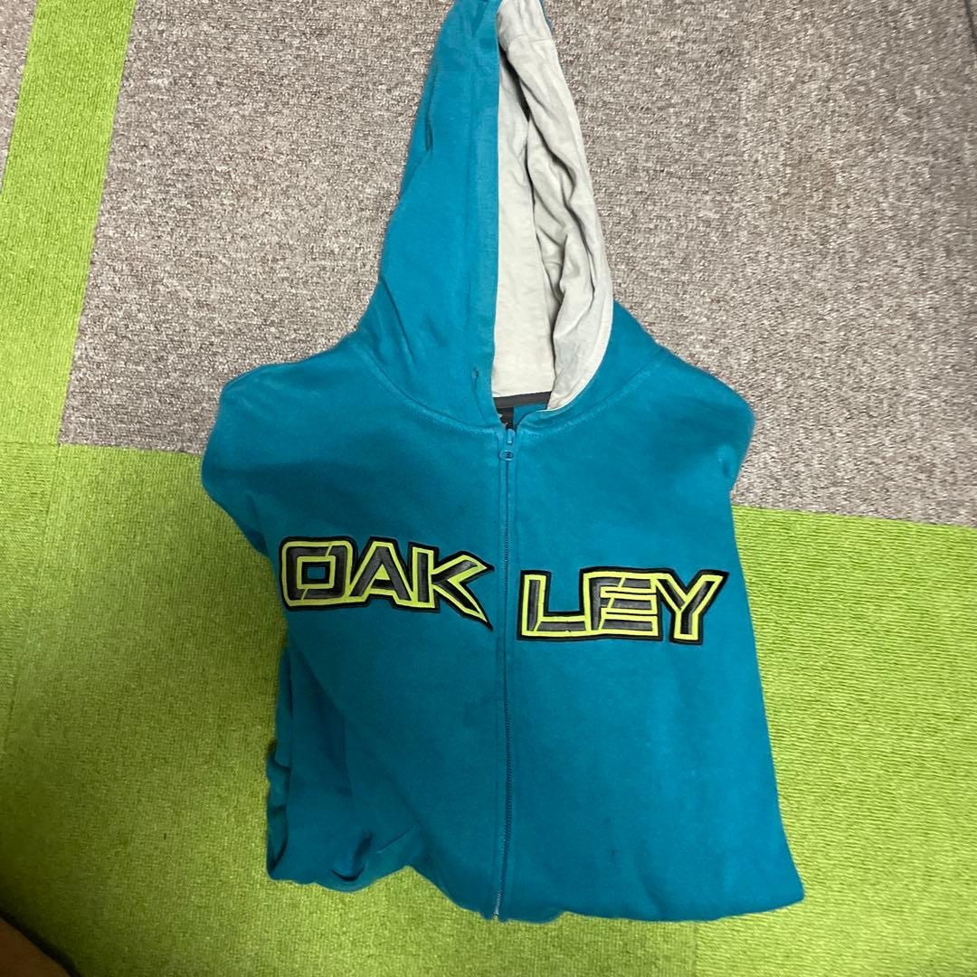 90s OAKLEY フード付きパーカー ターコイズ