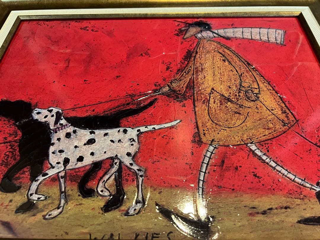 Sam Toft サムトフト 額装アート 犬と散歩 プリント 美品