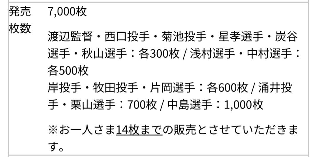 【西武】プレイヤーズきっぷ 2012年版13枚セット