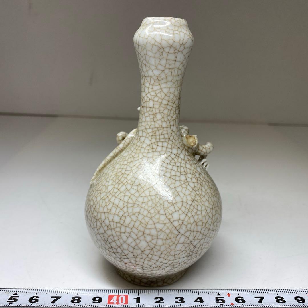 専用中国清時代　ヒビトカゲ文　花瓶　高さ13.2㎝　タサチ東な7-0329☆2F