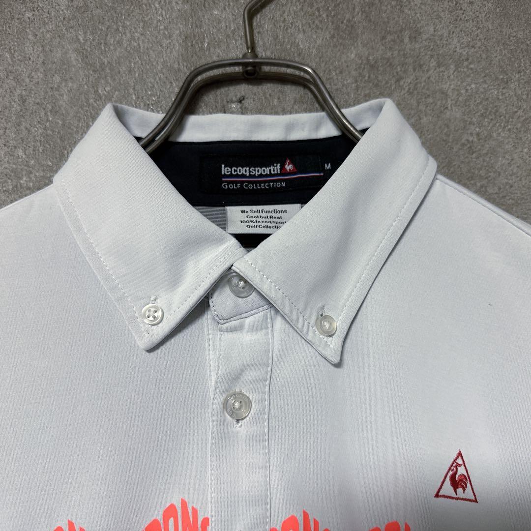le coq sportif ルコック ロゴ総柄 長袖ポロシャツ ホワイト M