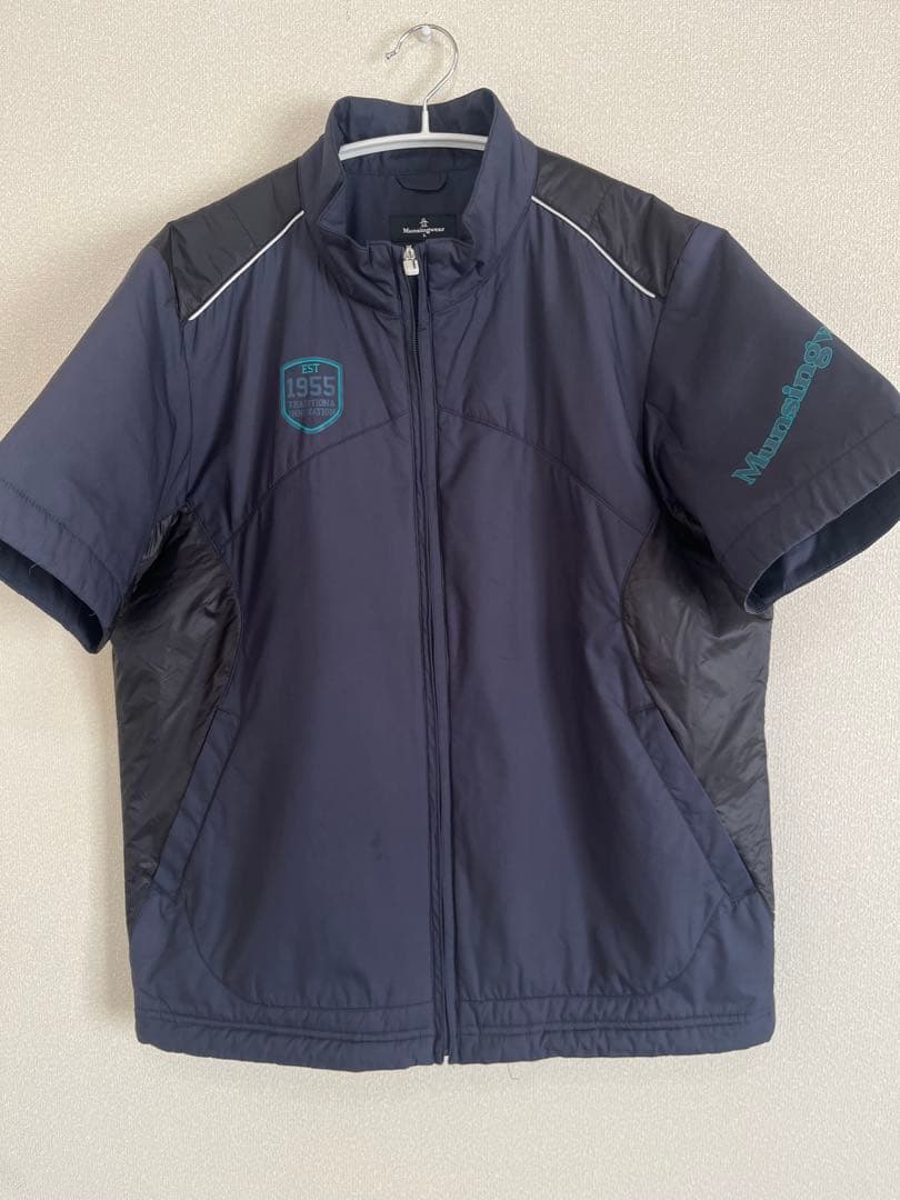 Munsingwear 半袖ブルゾン メンズL ネイビー ゴルフジップジャケット