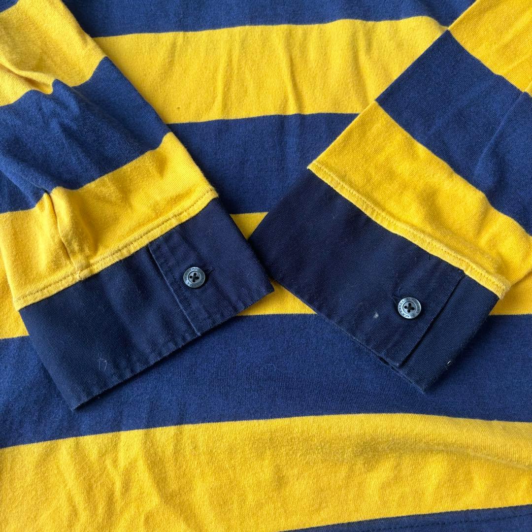 バーバリーブラックレーベル　大きいサイズ　ラガーシャツ　ボーダー　メンズロゴ刺繍