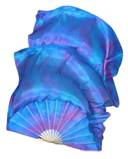 【新品】ビッグファンベール★右手のみ★水色紫タイダイ！シルク100％