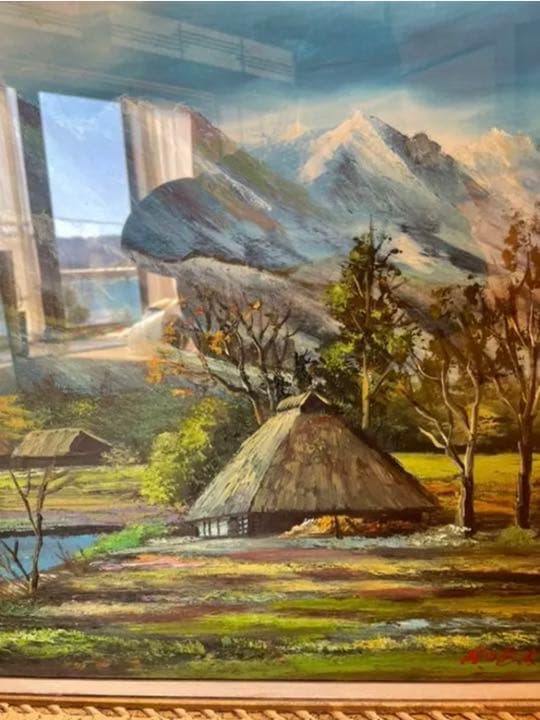 絵画 山里秋  大場秀夫作 油絵・油彩
