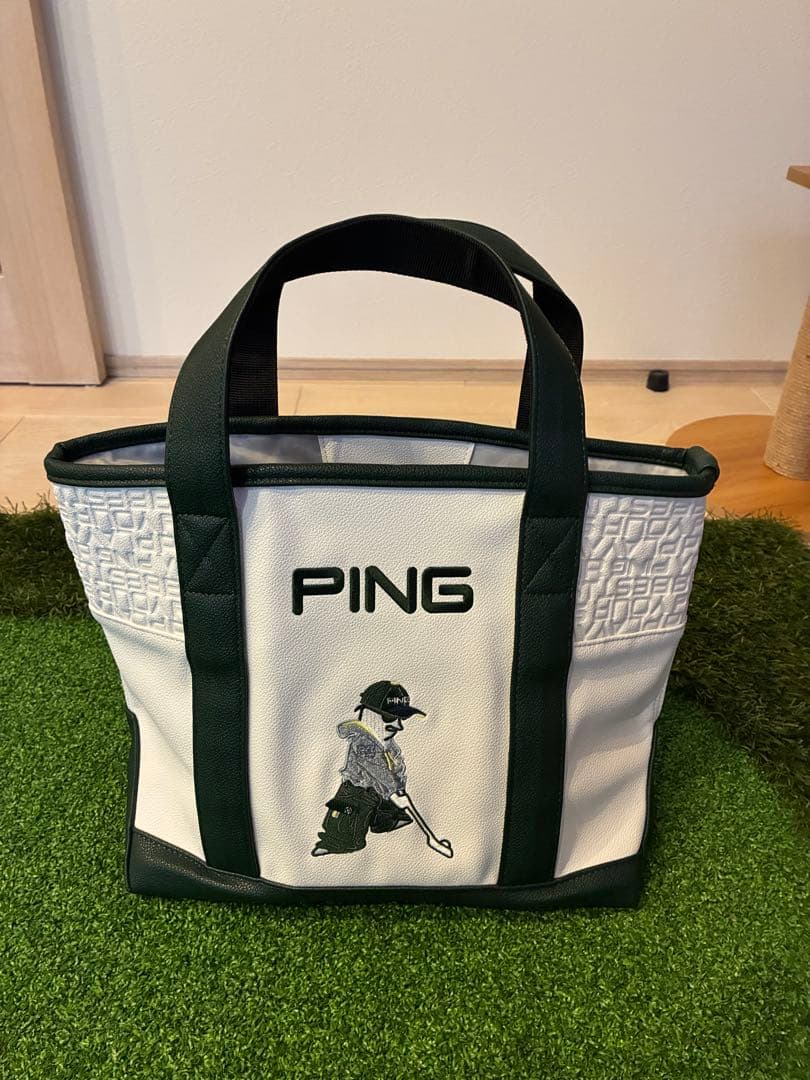 PING カジュアルラウンドトート ホワイト/グリーン