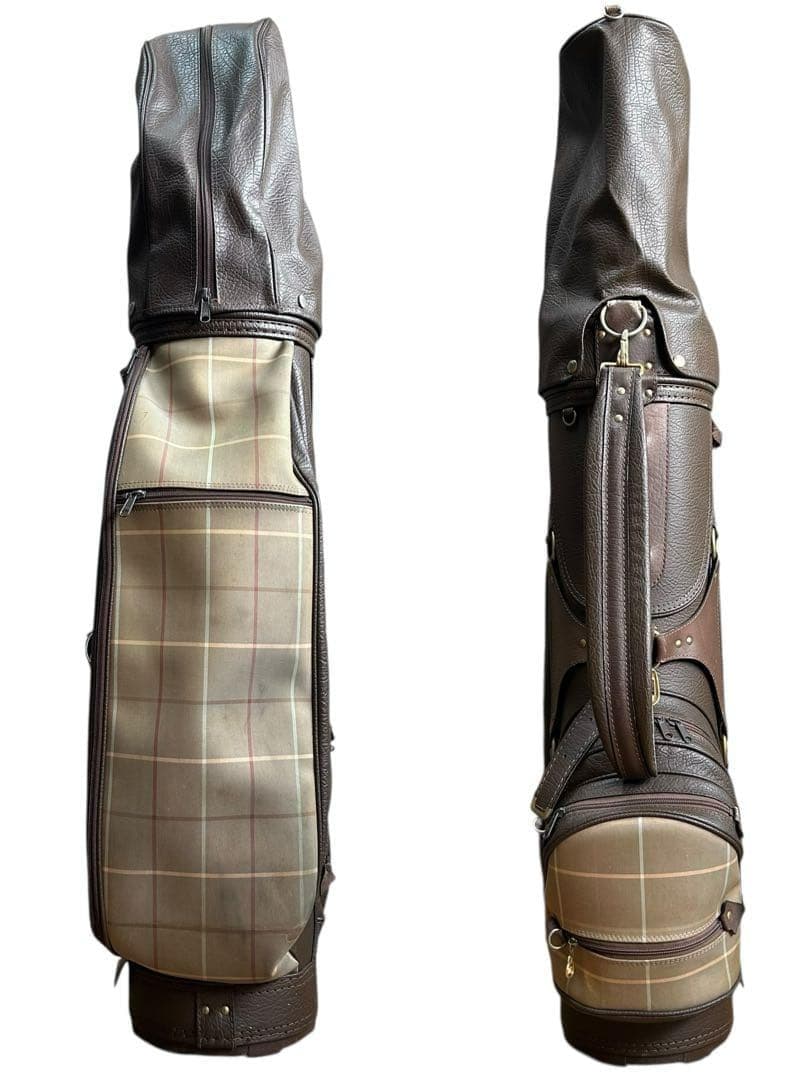 BURBERRY　バーバリー　キャディバッグ　ゴルフバッグ　チェック柄　レザー