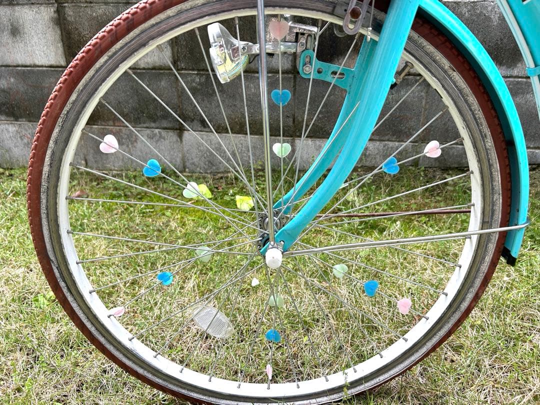 子供用自転車 24インチ（6段変速付き）　アクアブルー ハートデコ