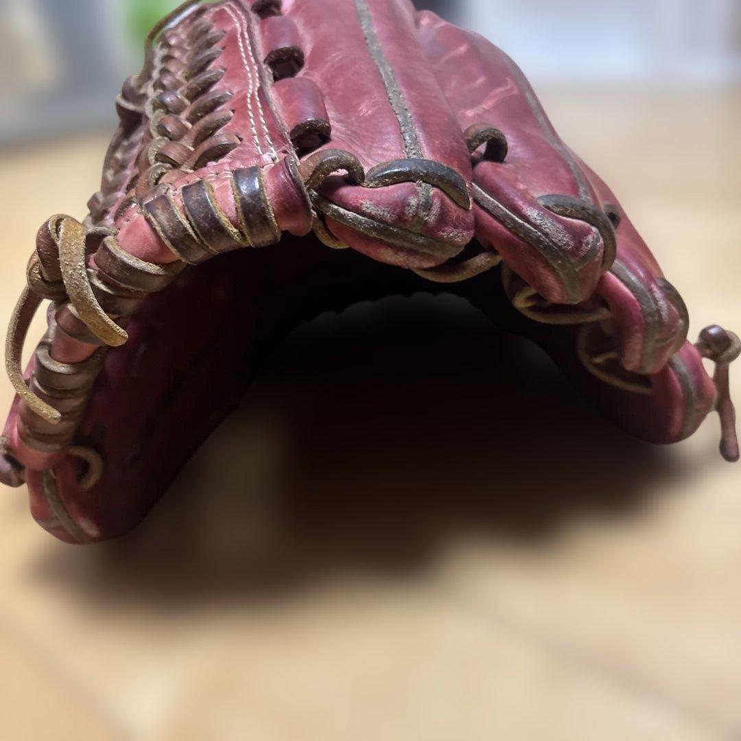 Mizuno 赤 レザー 野球グローブ