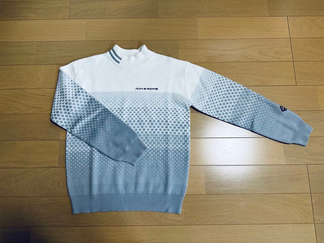 JUN & ROPE 長袖 ニット モックネック ドット グレー